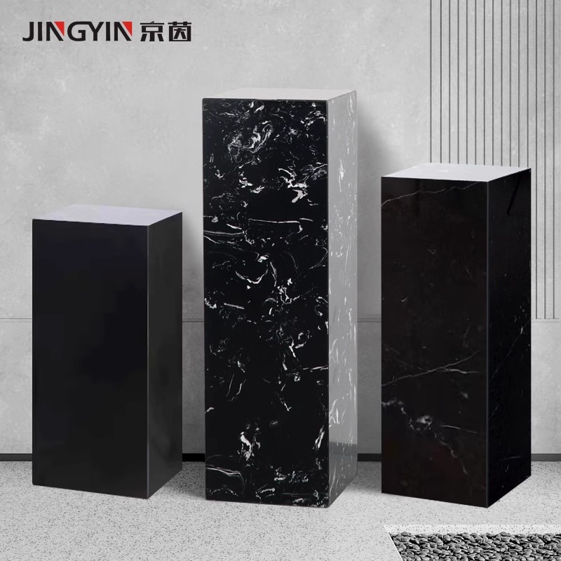 意式极简大理石底座方形石墩玄关雕塑展台客厅装饰花架沙发边几
