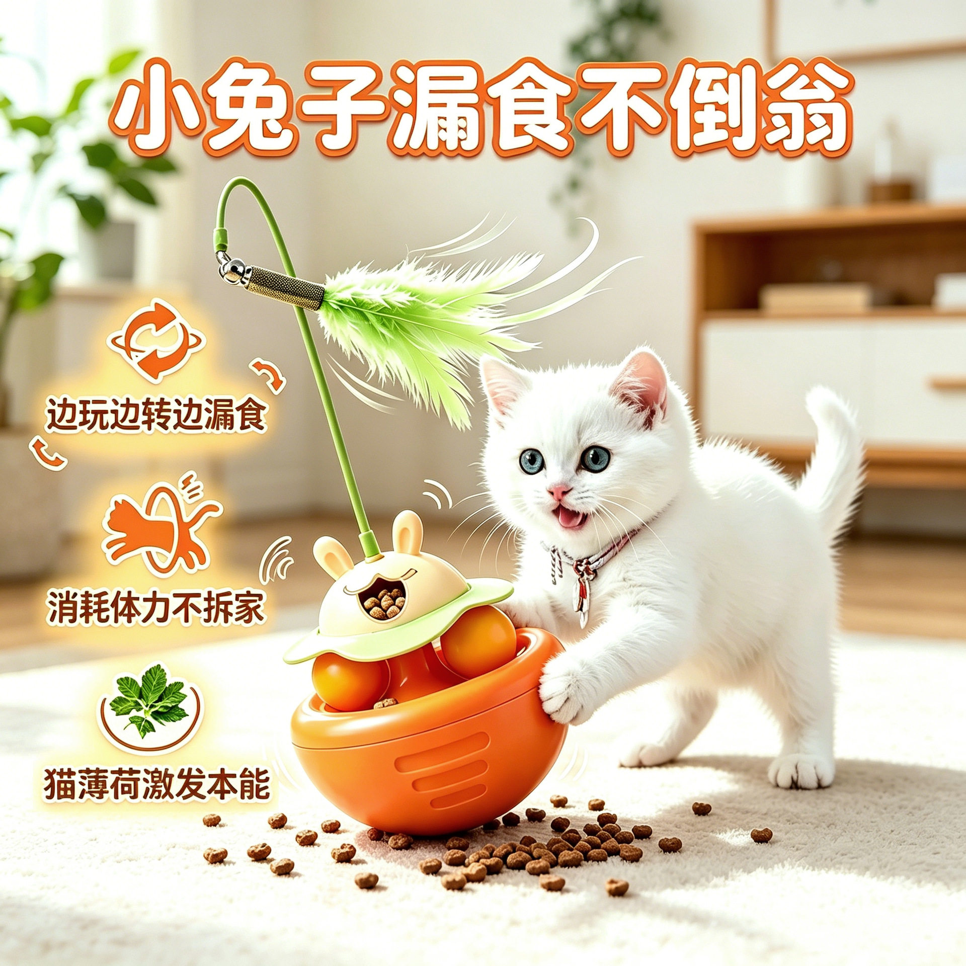 小兔子漏食不倒翁玩具自嗨解闷逗