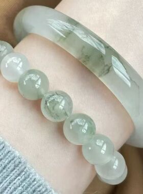 新中式圆条手镯子飘花半山半水女