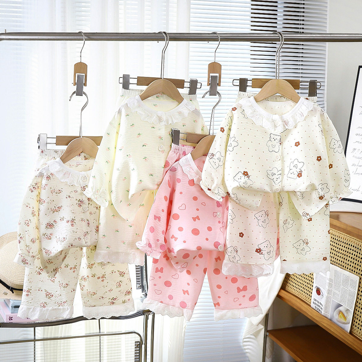 女童新款短袖睡衣家居服套装春夏