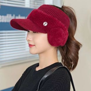 毛线帽子女款2025新款秋冬高级感针织帽女低马尾鸭舌帽爆款显脸小