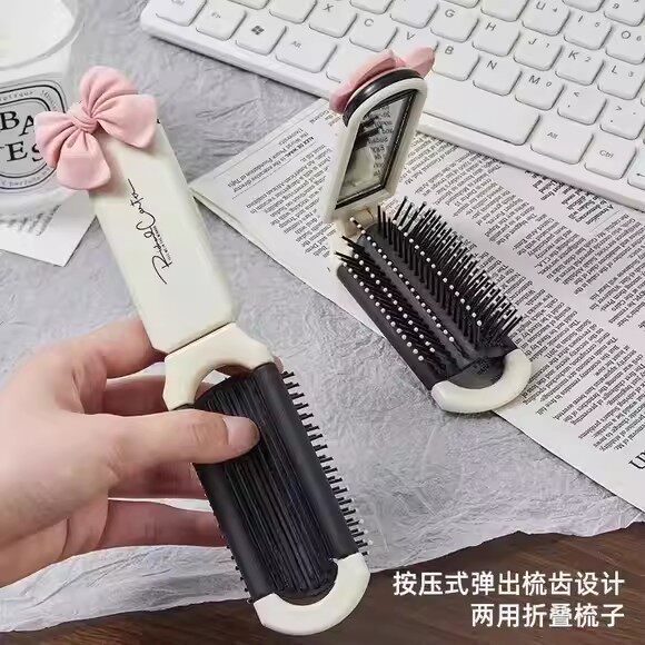 小梳子随身便携折叠儿童女孩女士专用长发气囊气垫按摩镜子梳一体