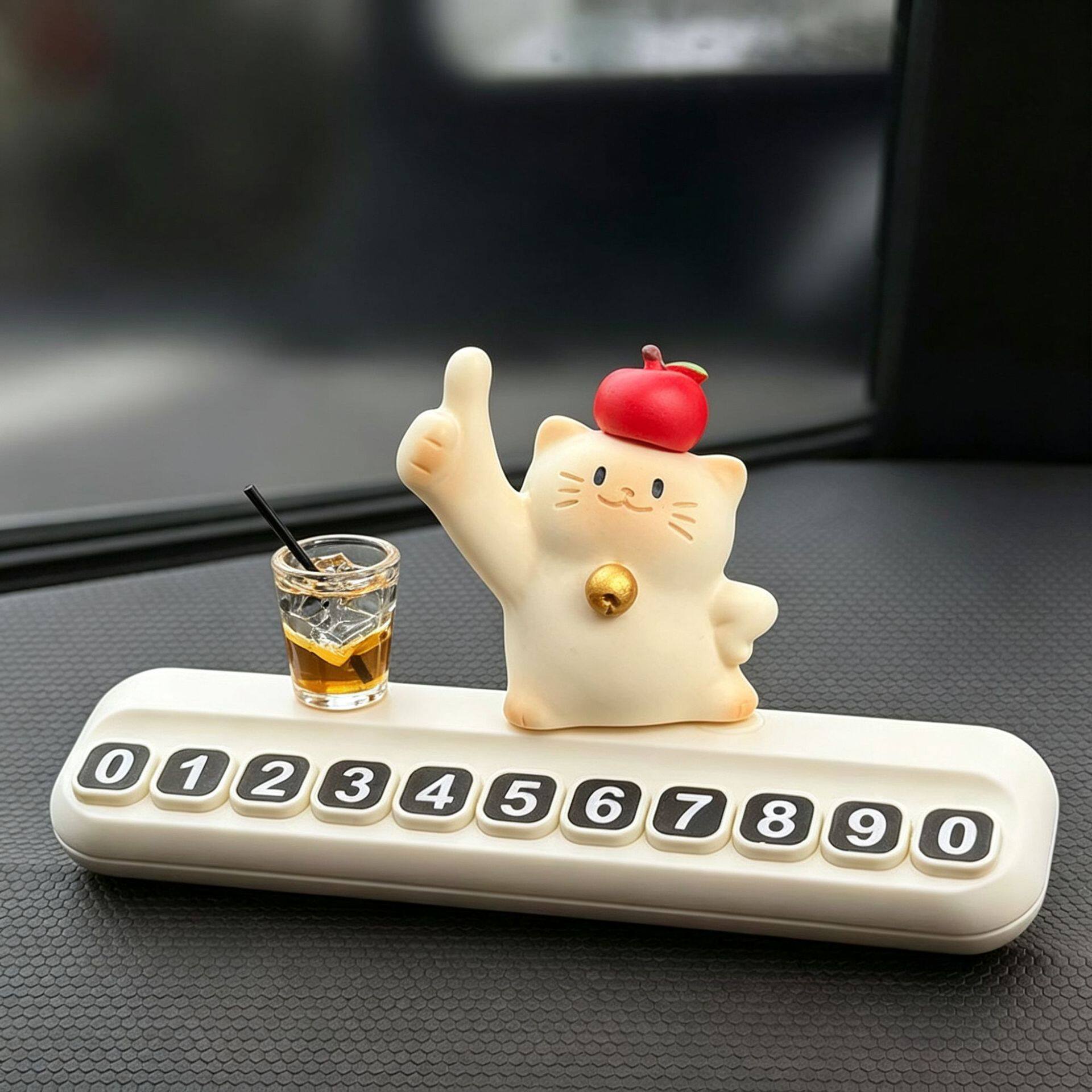 小猫可爱车载挪车电话号码牌临时