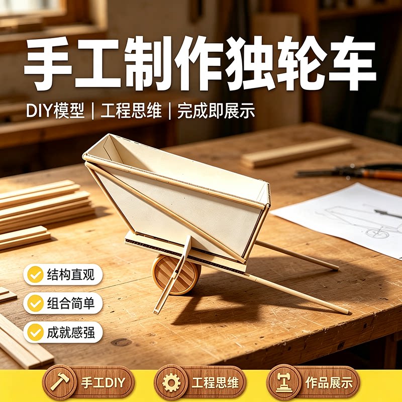 制作独轮车小学生科学实验教科版五年级上册手工材料器材教具套装