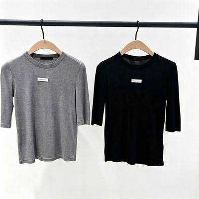 【C+系列】MO针织衫2026秋新品天丝绵羊毛修身五分袖MBF3TEE021