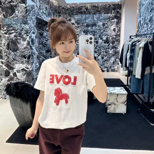 正品短袖T恤2026春新品马年系列烫钻印花竹节棉质圆领MBF1TEE008