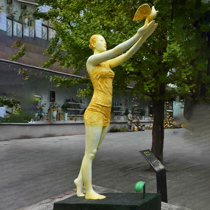 放飞梦想人物雕塑定制校园文化铜雕摆件户外小女孩学生雕像可定制