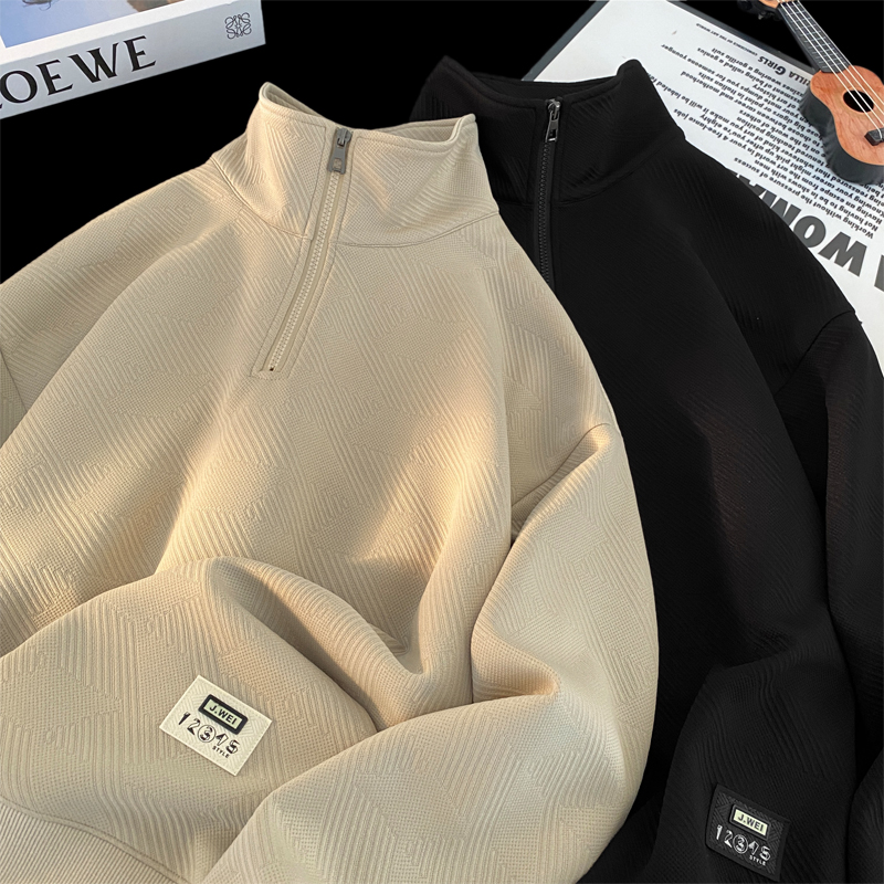 2025 春季新款 港风摆拍大码肌理感立领卫衣M-5X HW25021-P50