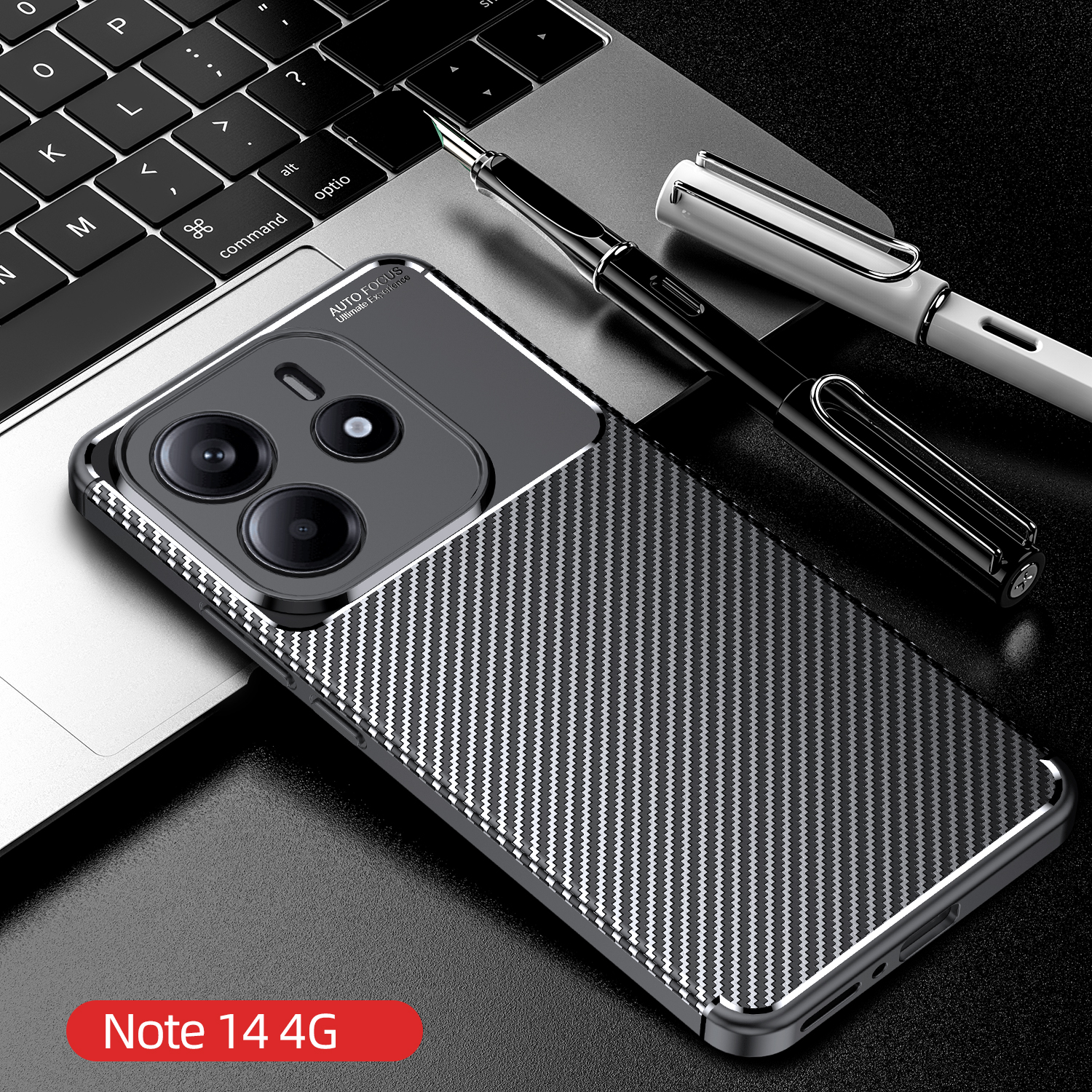适用适用红米note14手机壳Redmi note14 4G磨砂碳纤纹保护套nete1