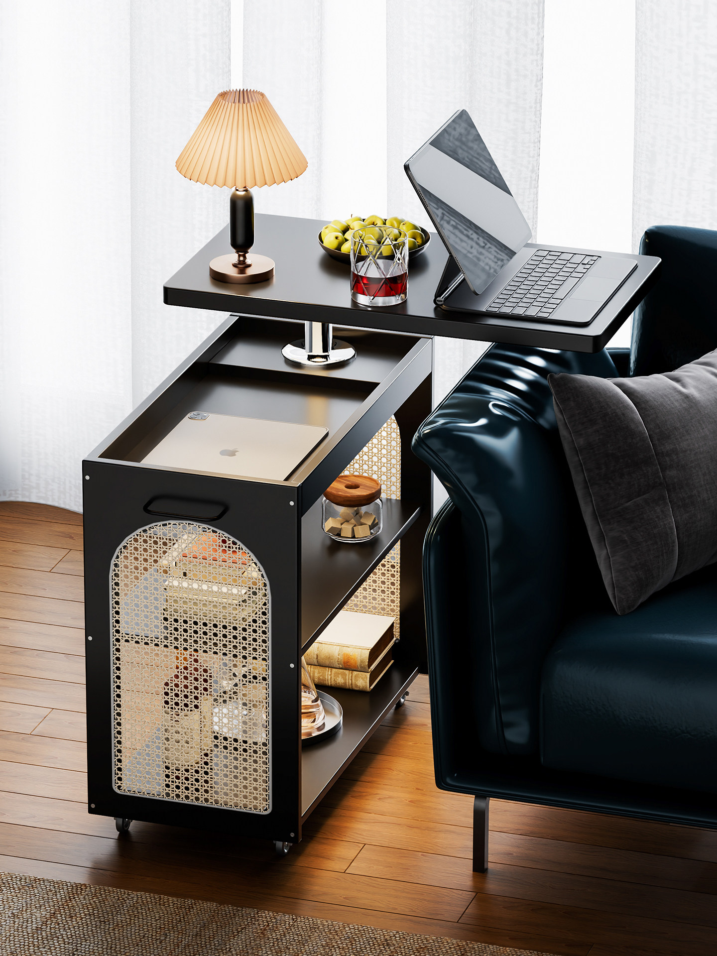 实木边几茶几可升降小户型客厅家用沙发边柜带轮可移动小推车角几