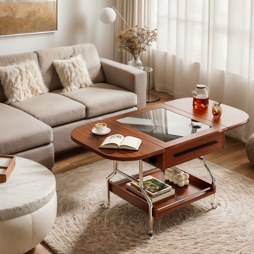 宝睿芝中古风小推车可移动茶几