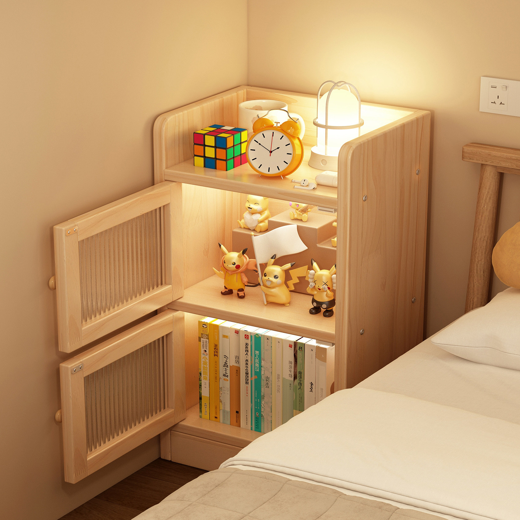 无漆松木床头柜宝睿芝松木