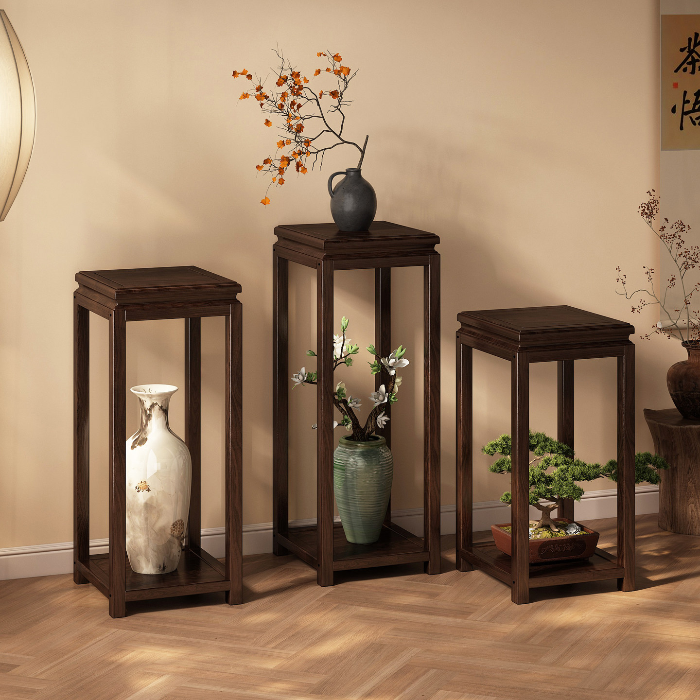 中式花架阳台置物架实木花架子花盆架客厅落地式花台架多层摆放架,住宅家具,花架/花几,淘宝优惠券,粉丝福利购,淘宝优惠卷