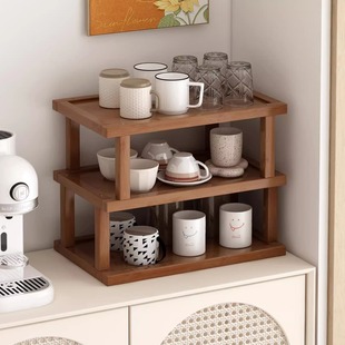 桌面杯架多层置物架桌上整理架小型家用简易书架展示架实木收纳架