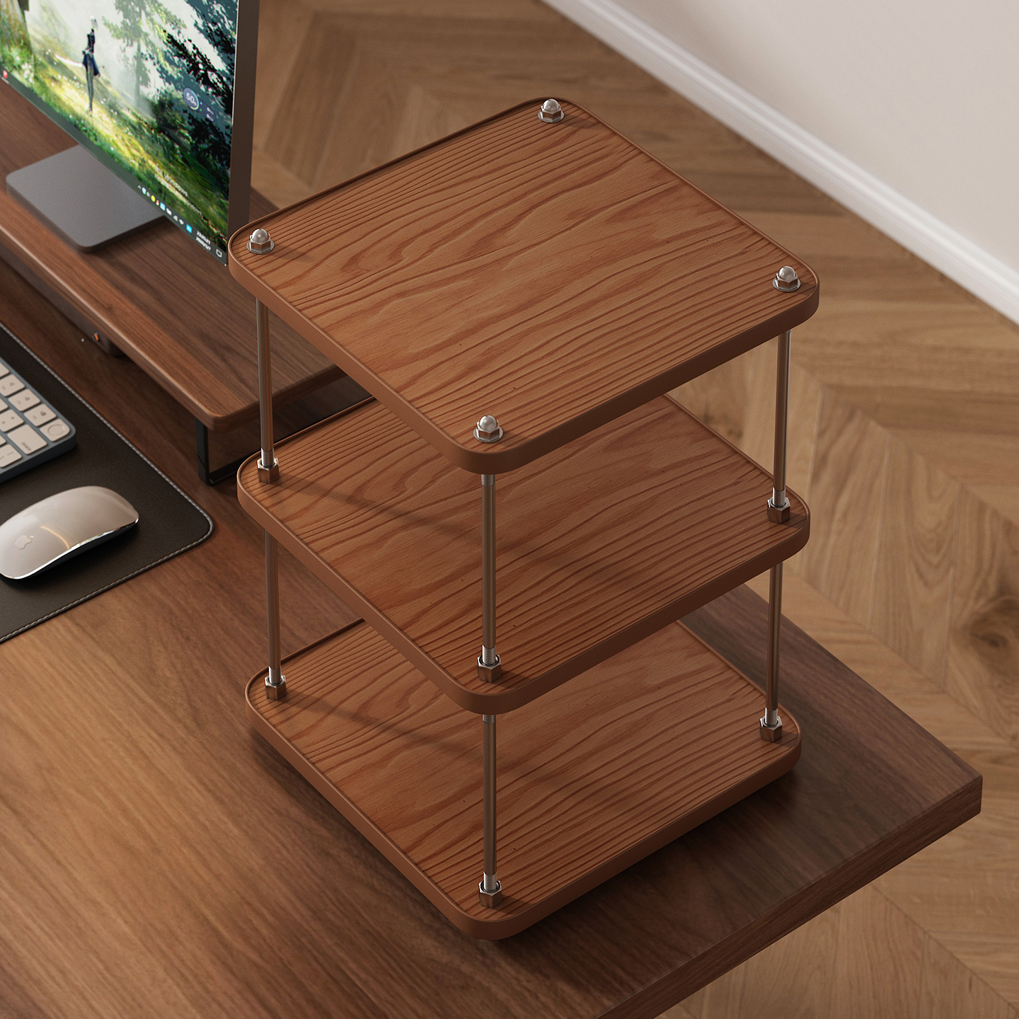 【实心立柱】桌面置物架