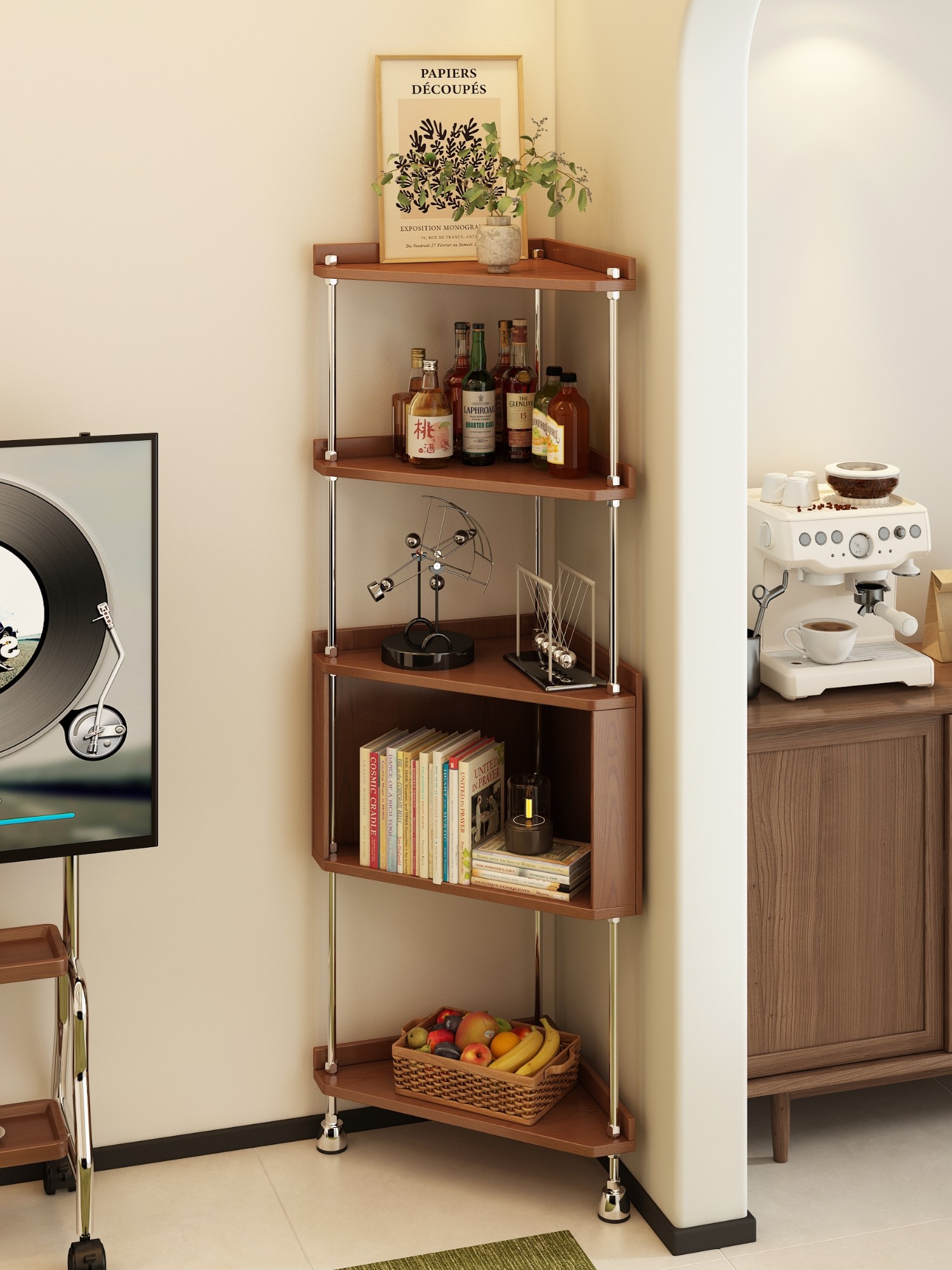 实木转角置物架中古风书柜转角书架diy转角柜客厅落地收纳三角柜,住宅家具,角柜,淘宝优惠券,粉丝福利购,淘宝优惠卷