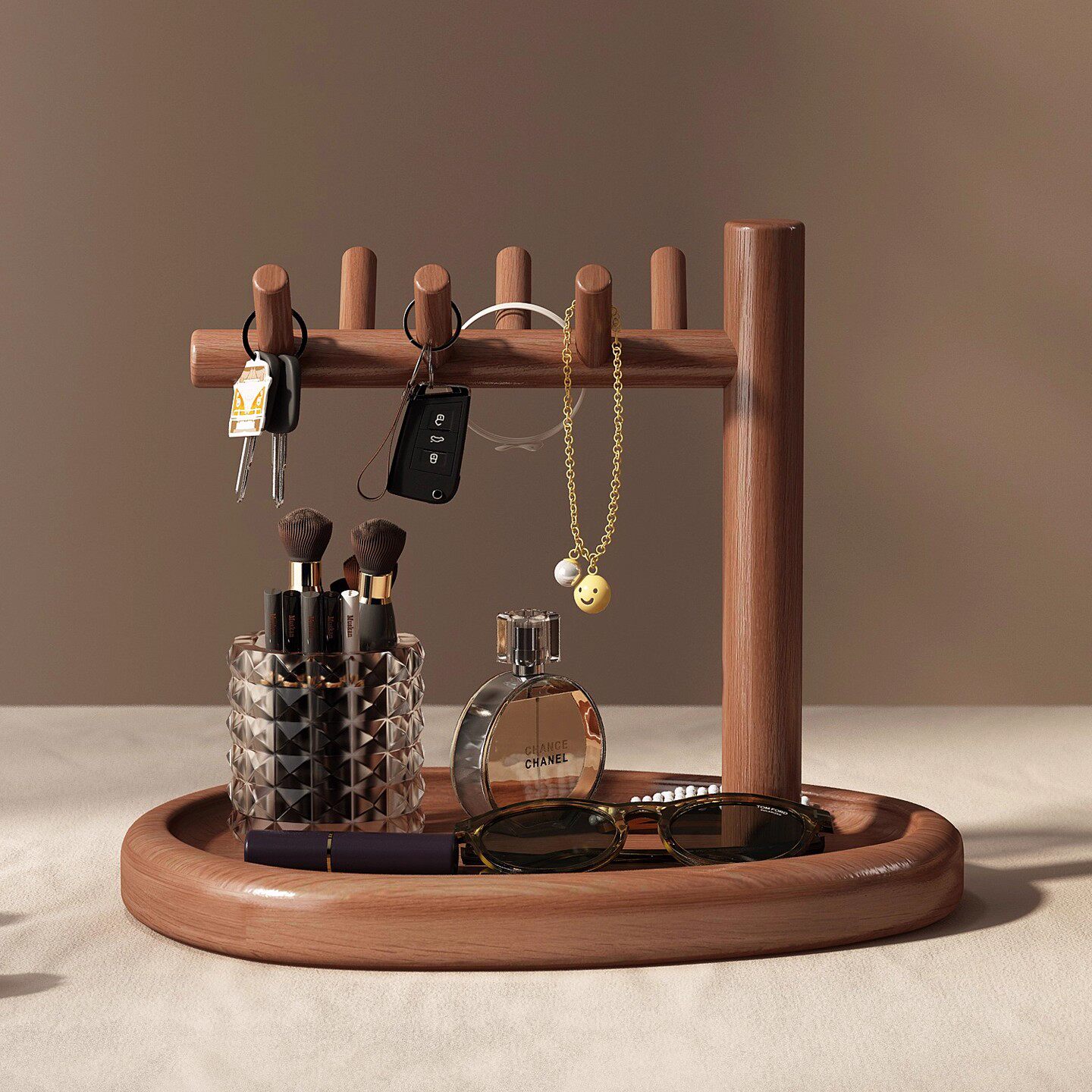 【100%实木】入户玄关置物架