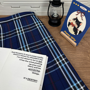 【织海】森鱼社jk原创正版校供a字半身裙蓝格显摆学院风百褶裙女