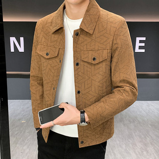 春天夹克男士2026年春季新款美式高级感翻领上衣宽松休闲外套男装