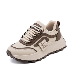 厚底跑步女鞋 春季新款街拍时尚系带休闲鞋百搭运动鞋女