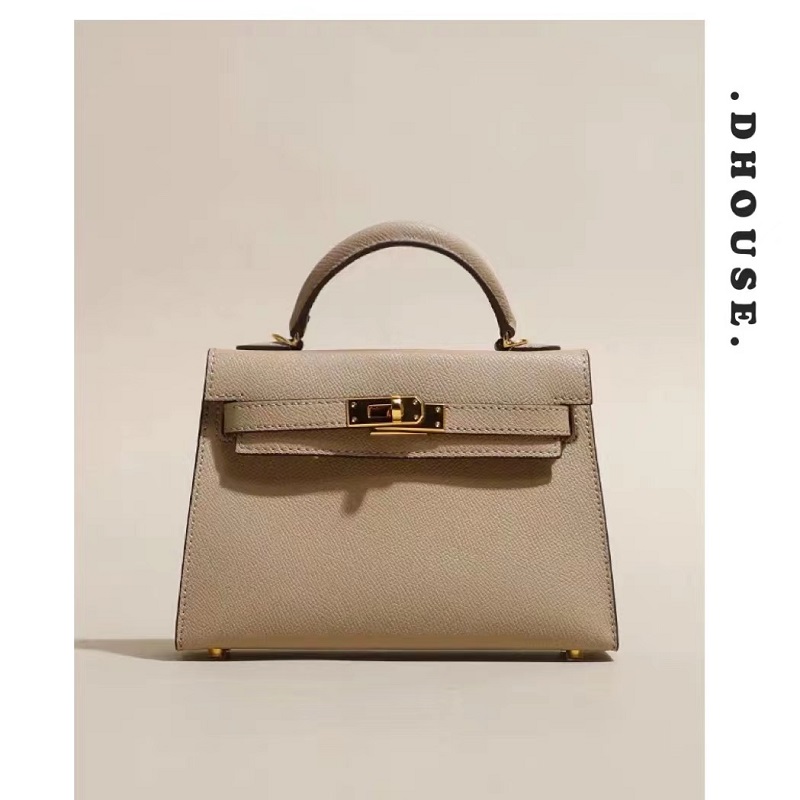 凯莉包二代迷你白色手提小包包2025新款高级质感牛皮单肩斜挎包女