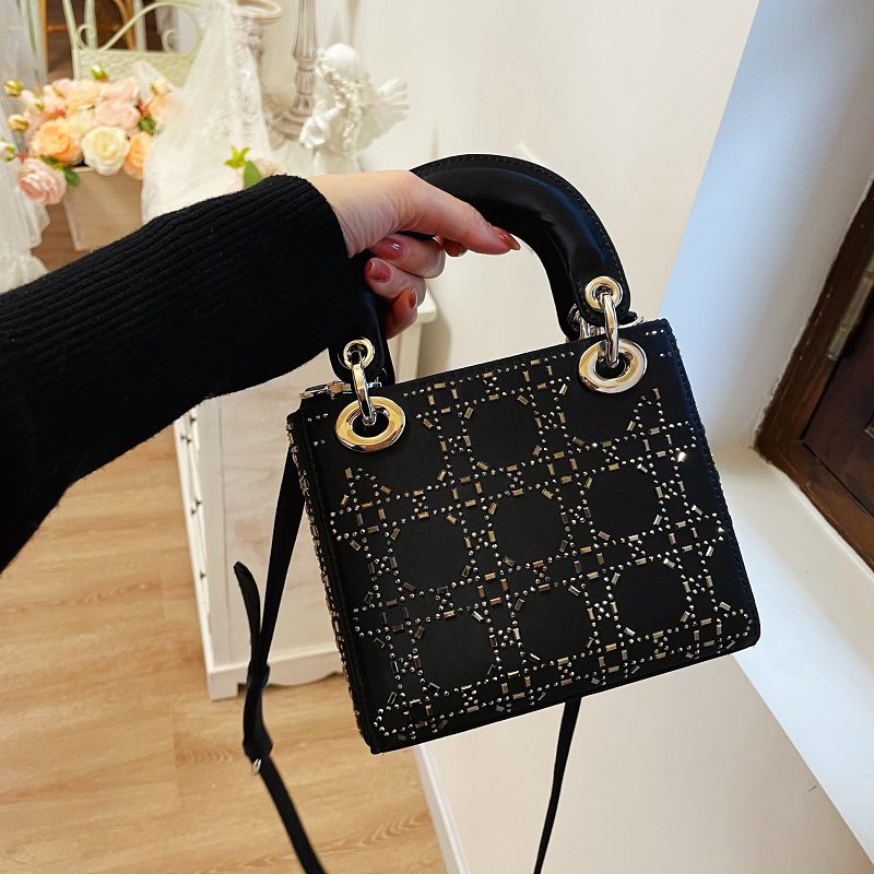 DHOUSE定制丝绸镶钻mini戴妃包手提斜挎小包2025新款水钻闪闪包女
