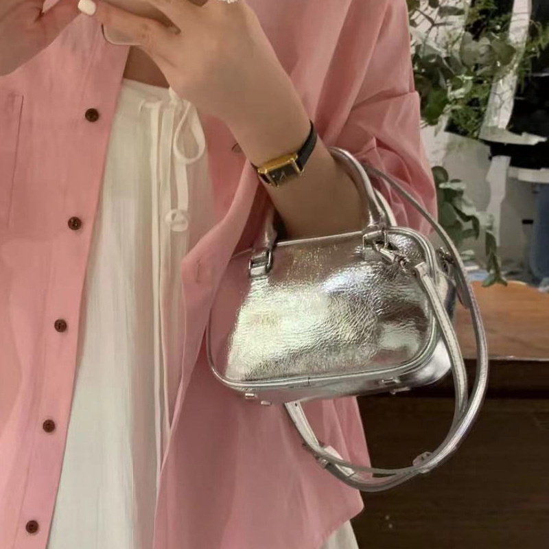 25春夏迷你波士顿小方包简约百搭时尚手机包手提斜挎单肩真皮女包