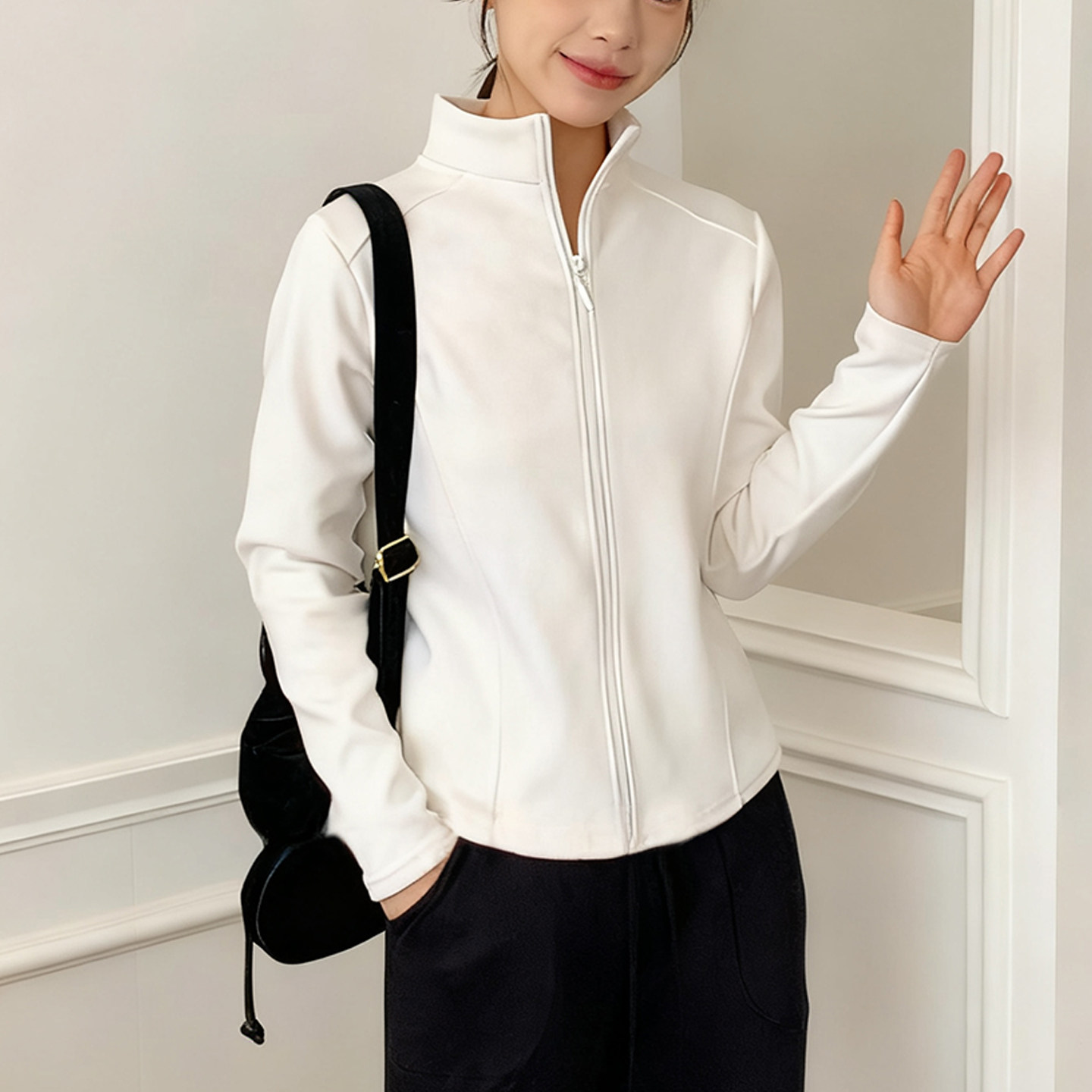 高级感立领白色保暖拉链开衫卫衣女秋冬2025年修身上衣可内搭外套,女装/女士精品,卫衣/绒衫,淘宝优惠券,粉丝福利购,淘宝优惠卷