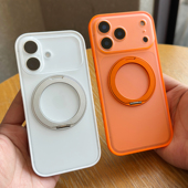 适用苹果17ProMax磁吸带支架手机壳男iPhone17Pro镜头全包17防摔外壳新款 ai相机键360°旋转支点壳 女防滑