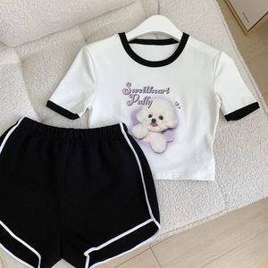 T恤短款短袖两件套休闲短裤夏季上衣~晨跑服系列运动套装露脐搭配