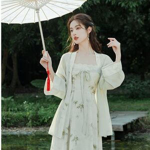女装的可穿吊带连衣裙国风小个子水墨禅意上班套装新中式清冷汉服