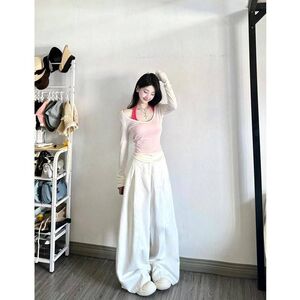韩系罩衫三件套防晒女新款阔腿裤潮挂脖2025夏季上衣辣妹背心高腰