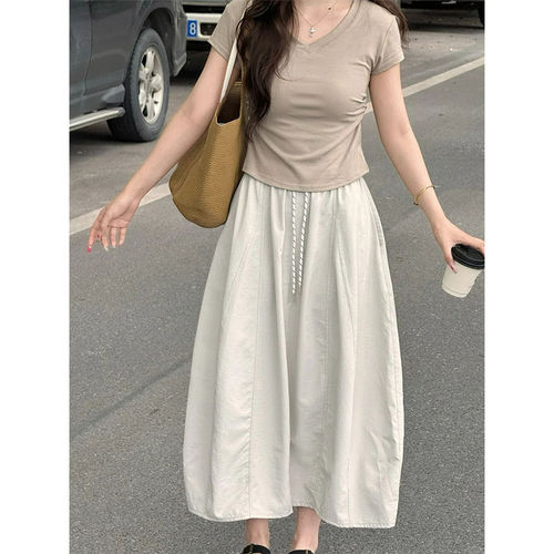 南瓜山本裙女2026新款夏季薄款高腰垂感a字半裙小个子冰丝工装裙
