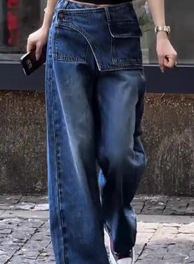 牛仔裤女2025夏季新款爆款裤子显瘦高腰长裤设计感时髦百搭直筒裤