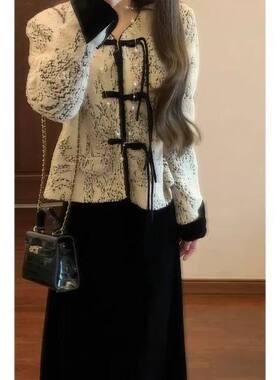 胖mm特大码300斤新中式国风流行一整套高级外套连衣裙两件套装女2