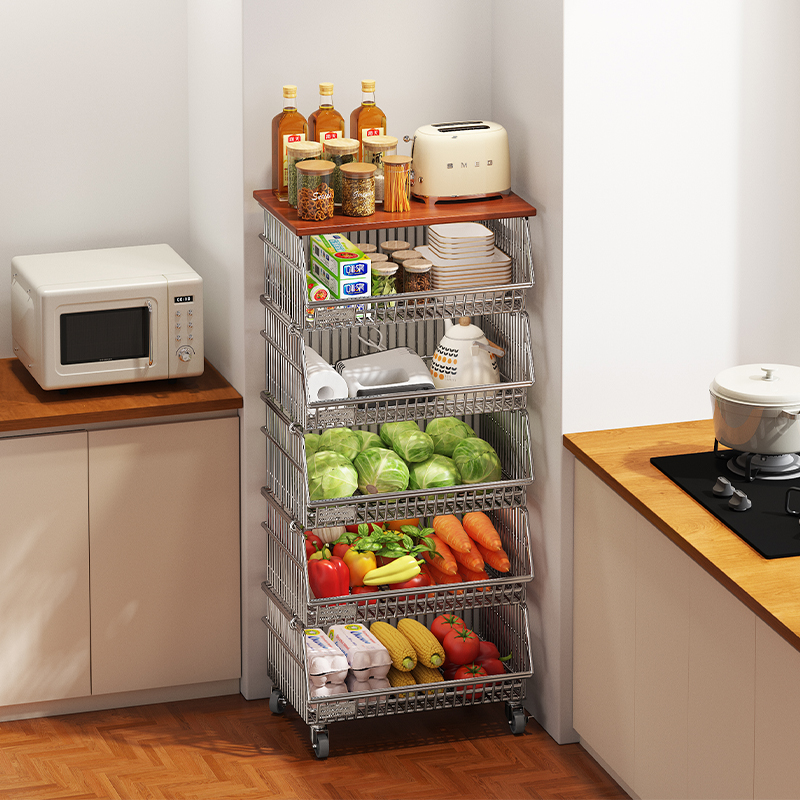 环图不锈钢小推车厨房置物架落地