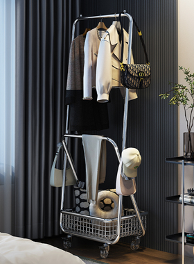 轻奢衣架落地卧室晾挂衣架移动高级转角衣帽架隔夜收纳衣服置物架