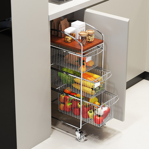 环图厨房菜篮子置物架柜内小推车