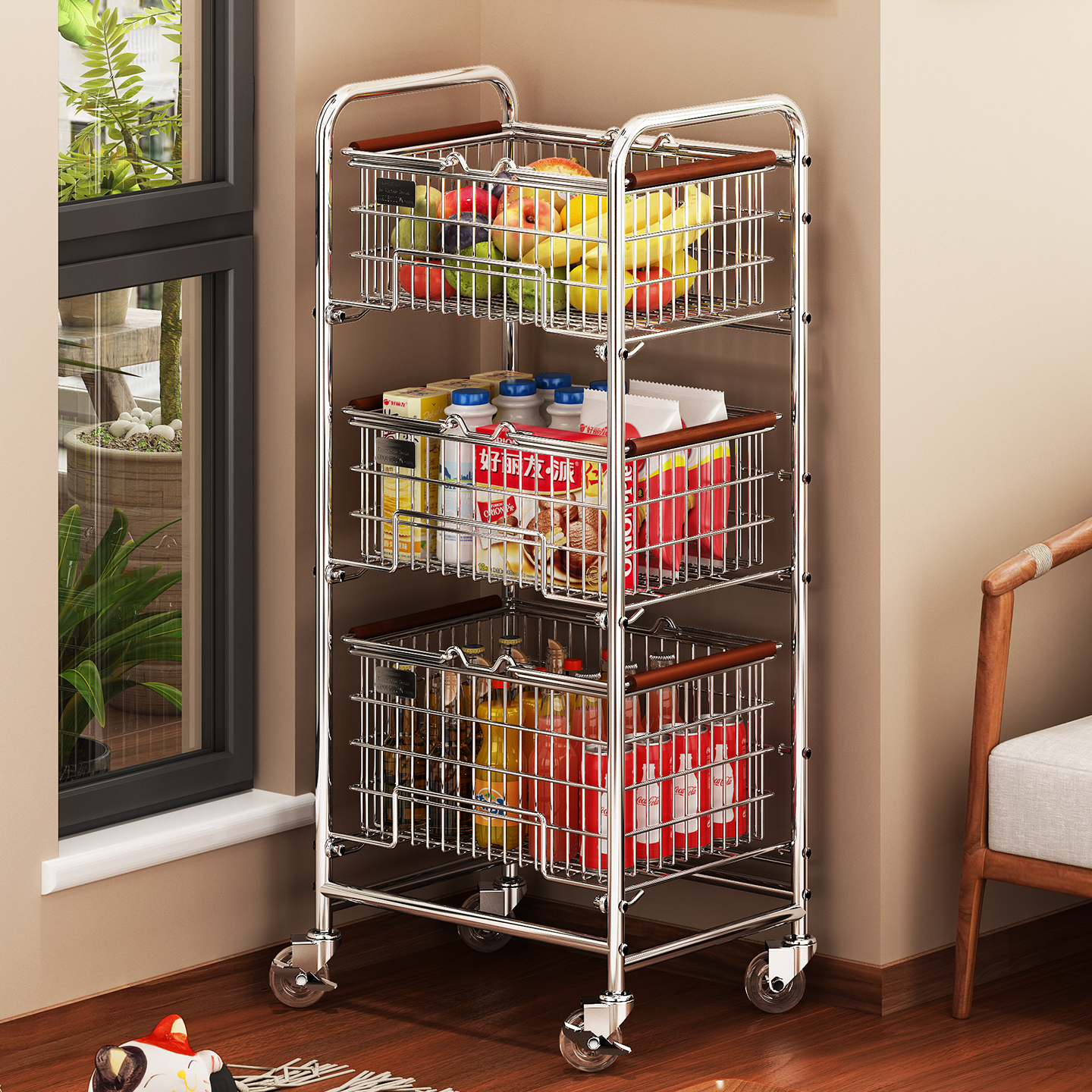 实木沙发边几柜侧柜客厅可移动茶几柜家用落地创意零食收纳置物柜,住宅家具,可移动边柜,淘宝优惠券,粉丝福利购,淘宝优惠卷