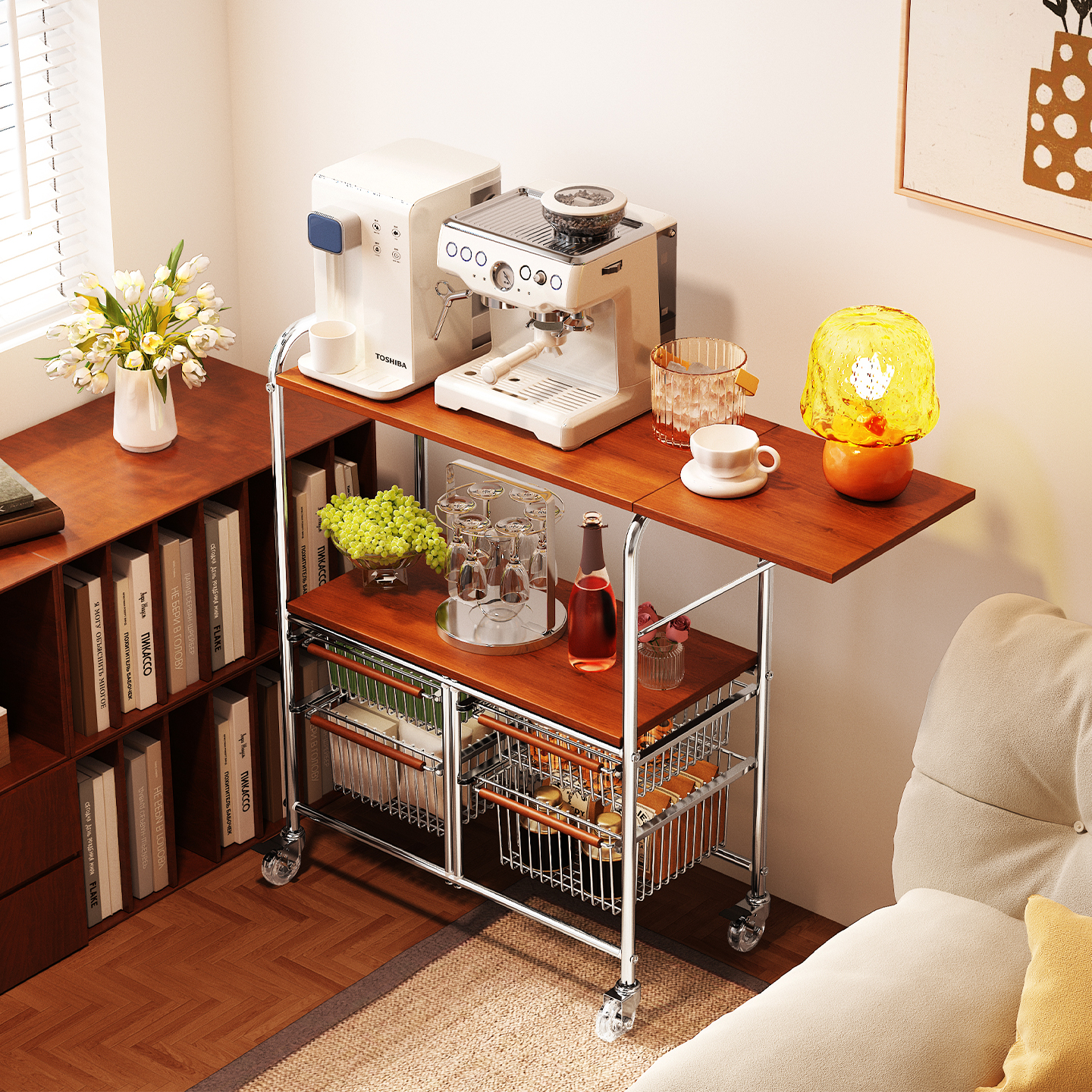 环图小推车置物架客厅落地多层