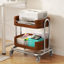 打印机置物架落地办公室双层移动收纳架小推车桌下木质文件储物柜