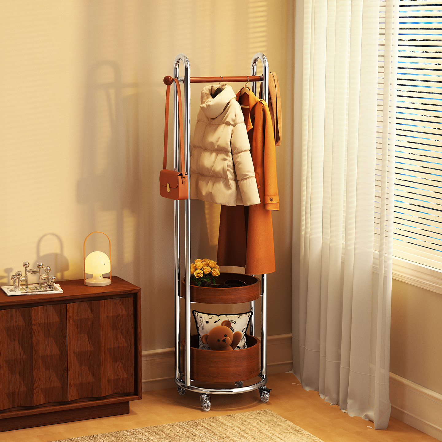 环图挂衣架落地卧室衣帽架实木