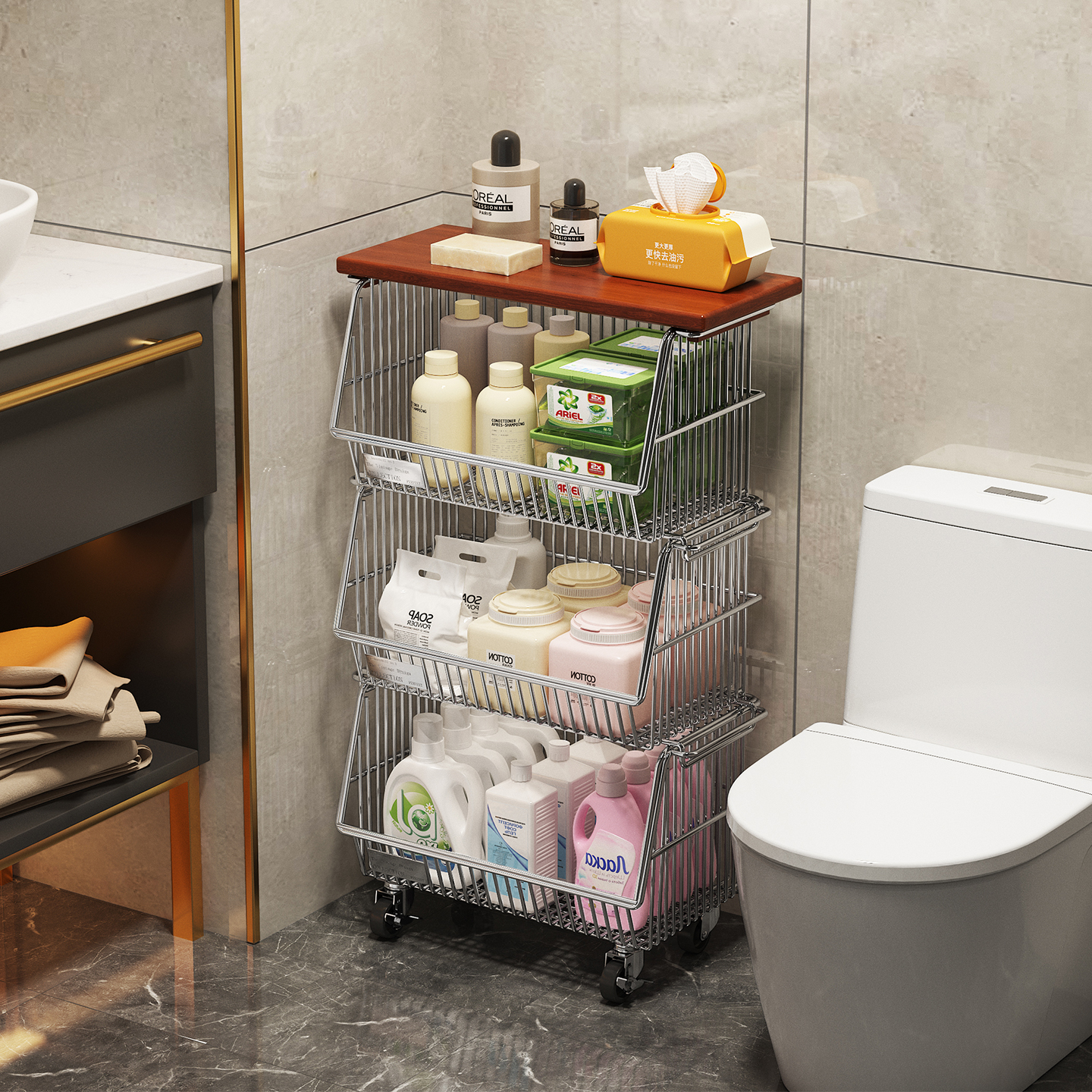 环图卫生间置物架不锈钢