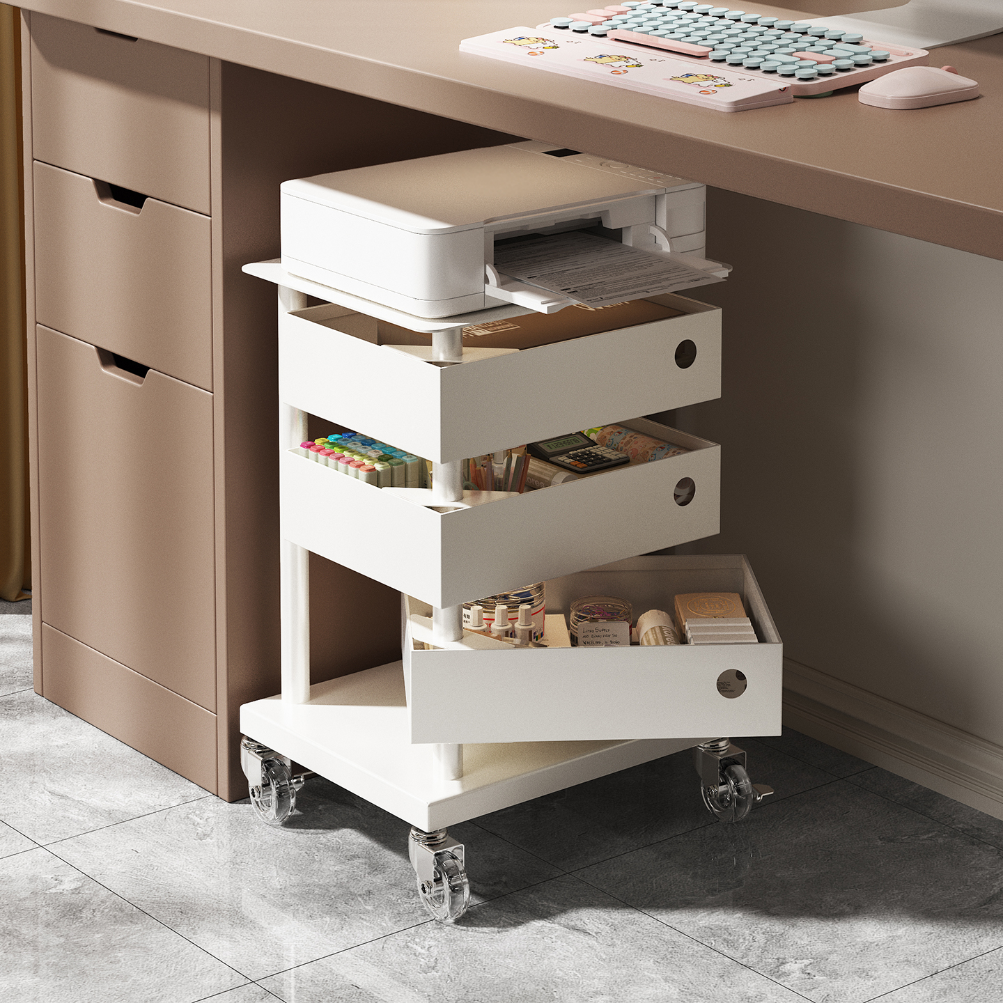 环图打印机置物架移动小推车