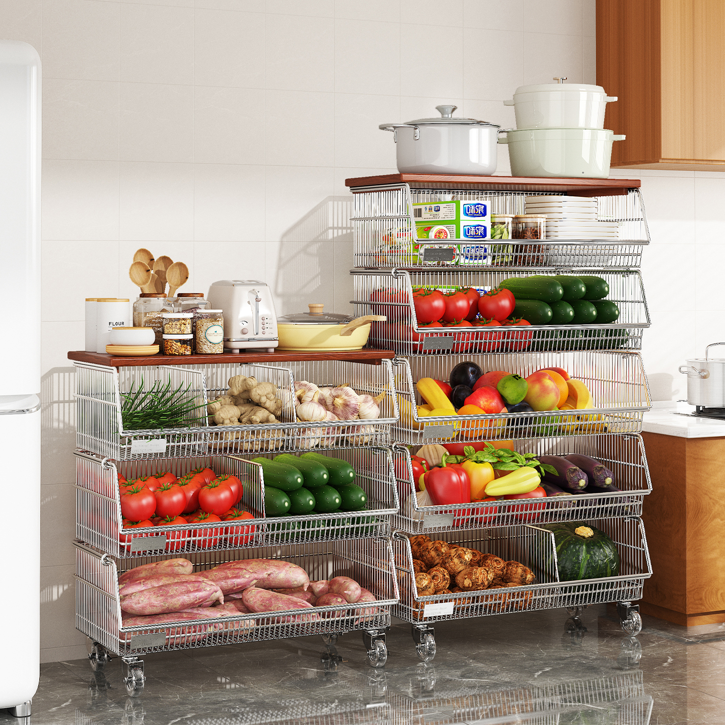 环图不锈钢厨房橱柜置物架