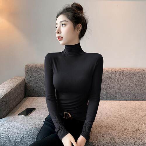 黑款色高领打底衫女2025新秋季加绒加厚高级内感紧身针织搭上VTY