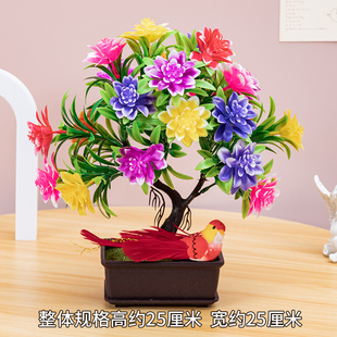 手工仿真绿植新玄关假花盆景小盆栽鲜艳塑料花玫瑰花客厅桌面装饰