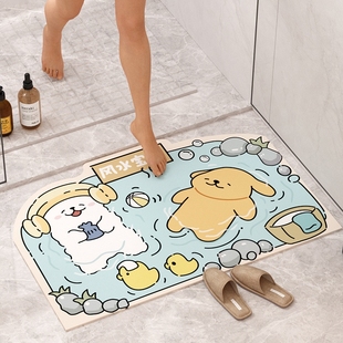 科技皮浴室厕所地垫吸水防滑踩脚垫卫生间干湿分离速干洗手间地毯