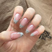 免烤灯 Q103全固化爆闪银边法式 高级凝胶美甲贴纸指甲贴纸女孩