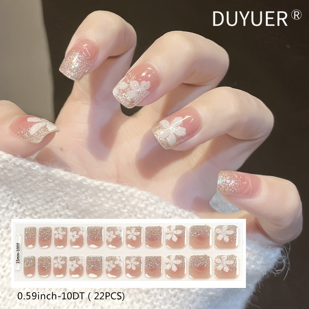 照灯变硬短甲可爱学生uv凝胶半固化半烤美甲贴纸指甲贴纸成品女孩